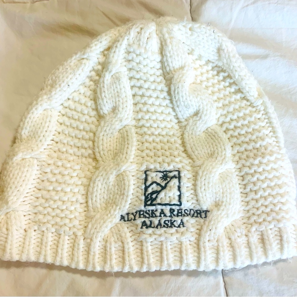 Cable knit hat bought in Alaska at a ski resort!